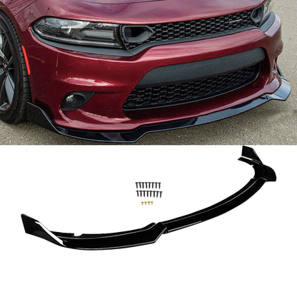 NINTE Front Lip For 2015-2022 Dodge Charger SRT Scat Pack ABS 3PCs Front Bumper Splitter