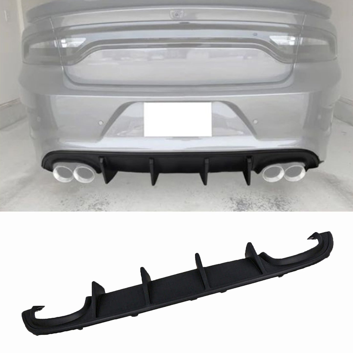 NINTE For 15-23 Dodge Charger Quad Exhaust Rear Diffuser NOT for Wide body