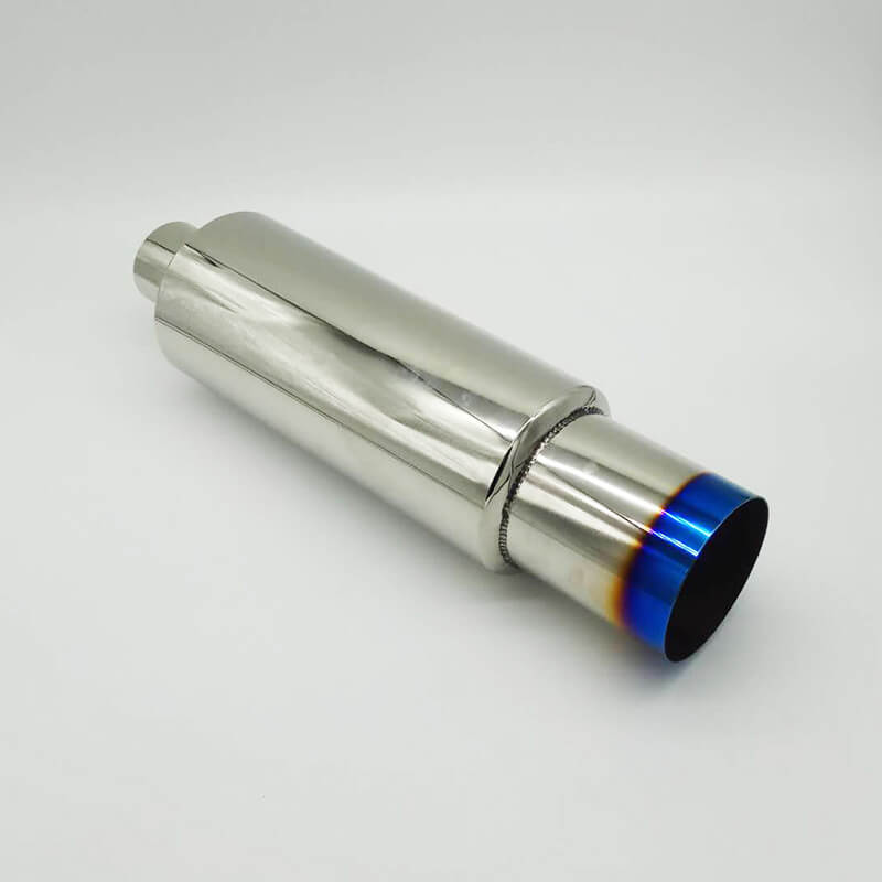 NINTE Universal Exhaust Muffler Stainless T-304 4 Inch JDM Titanium Burnt N1 Tip 2.5 Inch Inlet