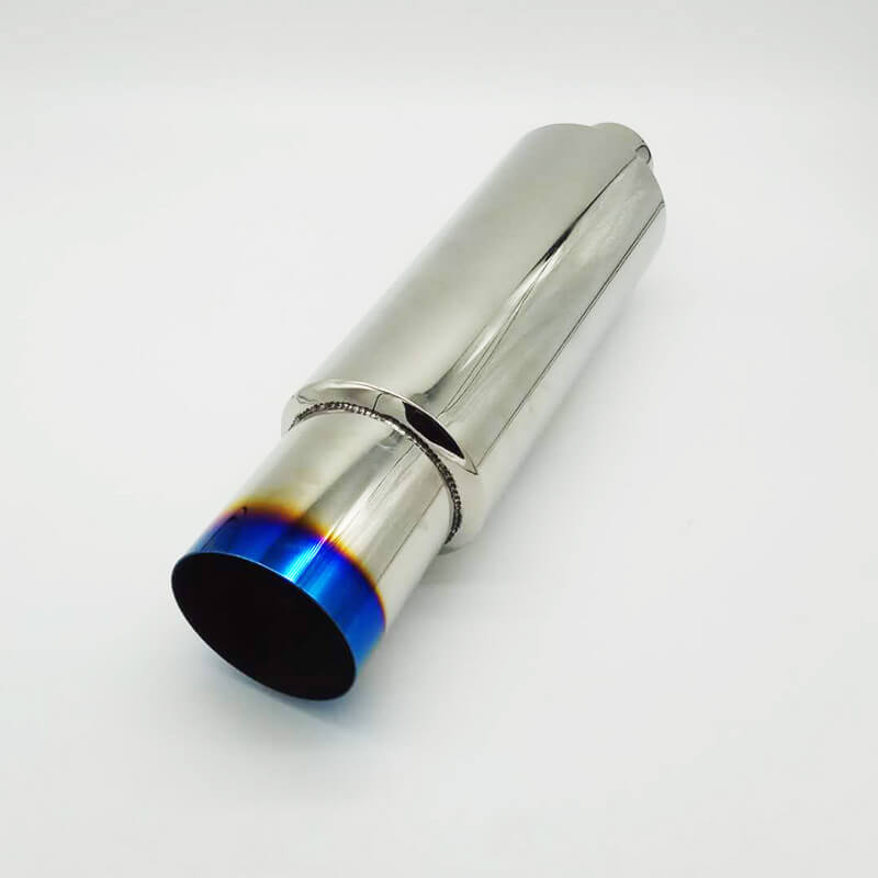 NINTE Universal Exhaust Muffler Stainless T-304 4 Inch JDM Titanium Burnt N1 Tip 2.5 Inch Inlet