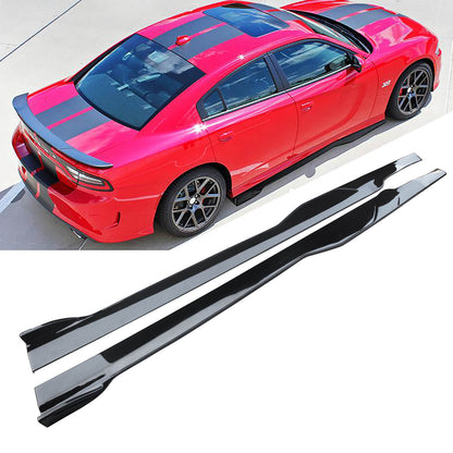 NINTE Side Skirts For 2015-2023 Dodge Charger SRT ABS Rocker Panel Extension Lips