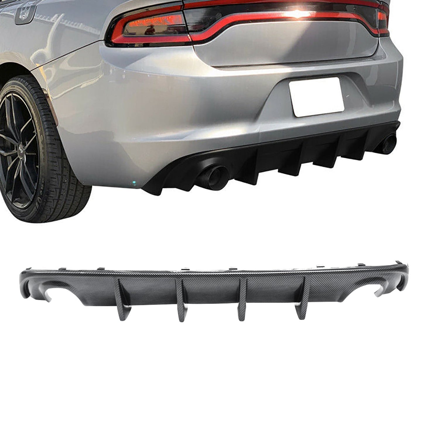 NINTE Rear Diffuser For 2015-2018 Dodge Charger RT SE SXT GT Rear Bumper Lip