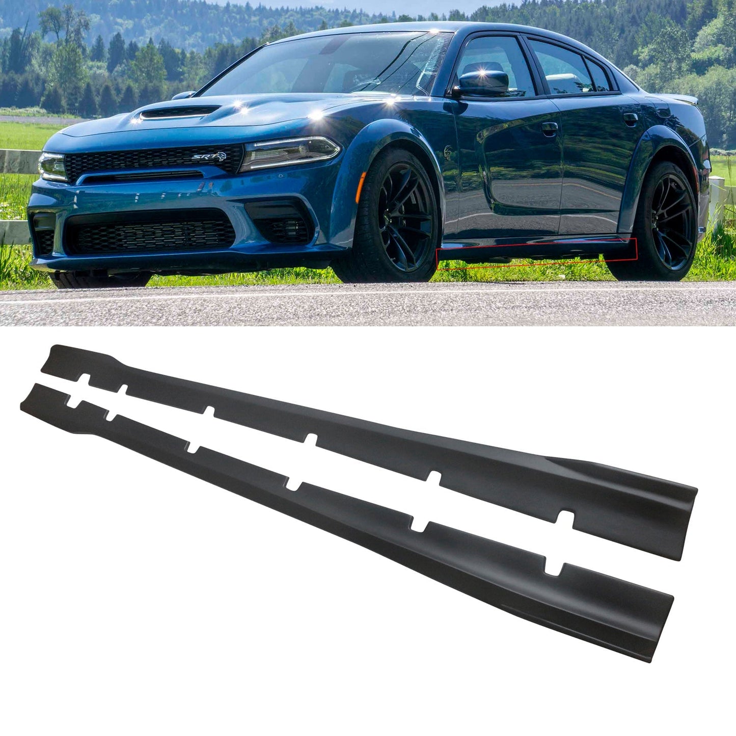 NINTE Side Skirts For 2020 2021 2022 2023 Dodge Charger Widebody Rocker Panel Extension Lip Body Kits